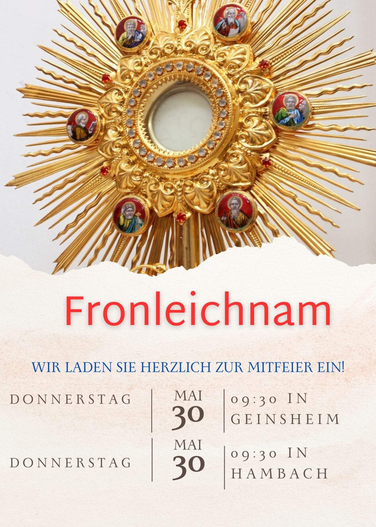 Herzliche Einladung zur Fronleichnamsprozession!